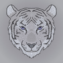 Figured decorative mosaic tiger face, ornament tiger face for shirt design or items print