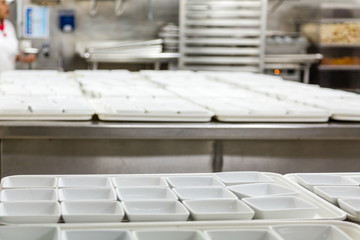Empty Dishes in Commercial Kitchen