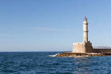 Fototapeta na wymiar Chania Lighthouse, Crete island, Greece