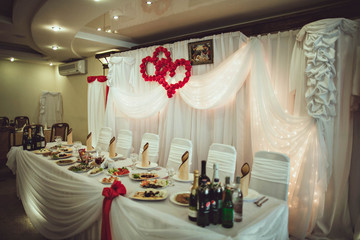 Festive table prepared for married  couple