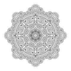 Vector Beautiful Deco Monochrome Contour Mandala