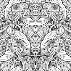 Vector Seamless Monochrome Ornate Pattern