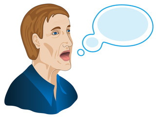The man speaks. Bubble speech.