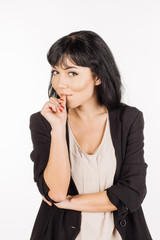 Woman cunning, studio photo isolated on a white background