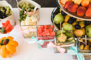many exotic fruits on the table