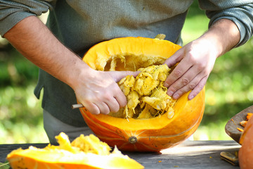 cut pumpkins outdoor