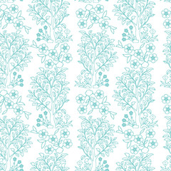 Vintage Vector hand-drawn seamless pattern with ethnic east floral ornament