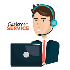 laptop man customer service call center design vector illustration eps 10