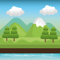 landscape mountain green river design vector illustration eps 10