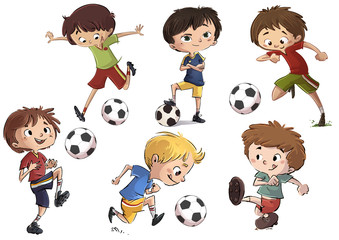 niño jugando con pelota de futbol © cirodelia
