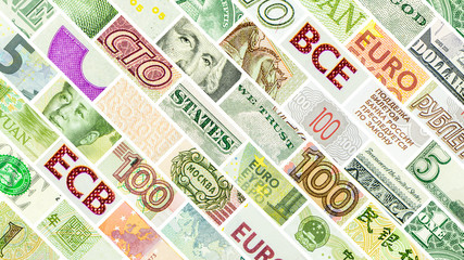 four main world currencies diagonal wall