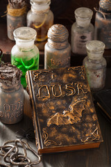 witch apothecary jars magic potions book halloween decoration