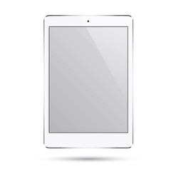 Realistic modern smart tablet ipad illustration with silver color isolated.