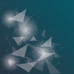 Abstract polygonal space low poly deep blue background with connecting dots and lines. Connection structure. Vector science background. Polygonal vector background. Futuristic HUD background.Techno.