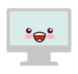 computer monitor character kawaii vector illustration design