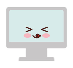 computer monitor character kawaii vector illustration design