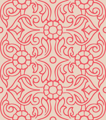 Vintage Vector hand-drawn seamless pattern with ethnic floral ornament.