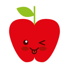 apple character kawaii comic vector illustration design