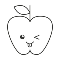 apple character kawaii comic vector illustration design