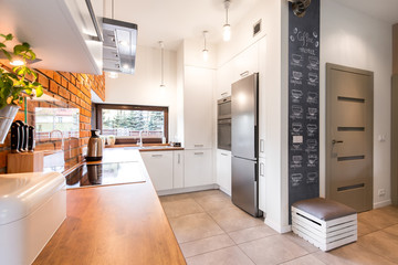 Modern kitchen with white furniture