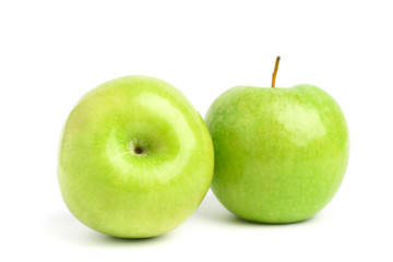 Green apple fruit on white background