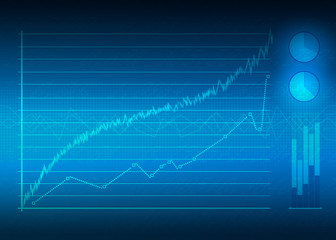 the graph on blue and black background