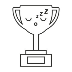 trophy cup character kawaii style vector illustration design