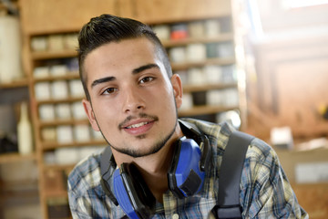 Portrait of carpentry apprentice