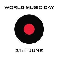 World Music Day. Vinyl record. Musicians holiday.