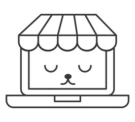 laptop ecommerce character kawaii vector illustration design