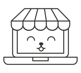 laptop ecommerce character kawaii vector illustration design