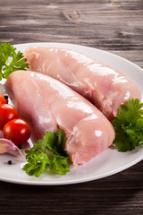 Raw chicken fillets 