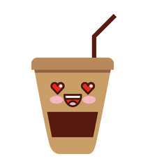 Obraz premium coffee glass kawaii style vector illustration design