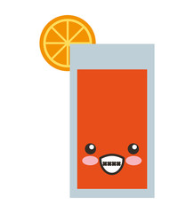orange juice cocktail kawaii style vector illustration design