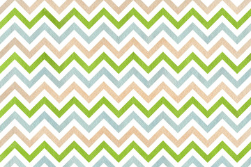 Watercolor beige, green and blue stripes background, chevron.