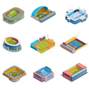 Isometric Images Stadiums Set