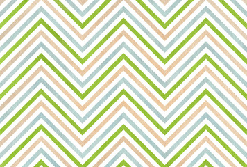 Watercolor beige, green and blue stripes background, chevron.