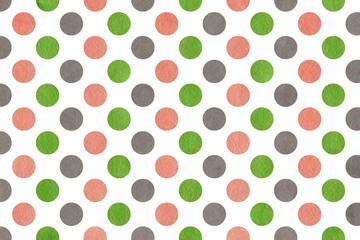 Watercolor pink, green and grey polka dot background.