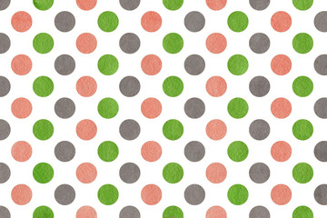 Watercolor pink, green and grey polka dot background.