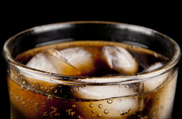 glass with drink and ice