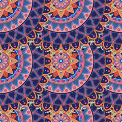 Ornate floral seamless texture, endless pattern with vintage mandala elements.