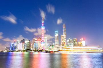 Beautiful Shanghai city skyline and the huangpu river at night,China