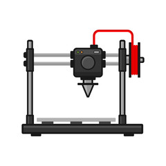 3d Printer on White Background. Vector