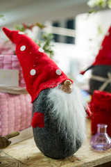 Obraz premium Toy gnome Santa Claus Christmas and New Year, shallow depth of f