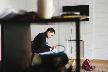 Carver at work in the workshop