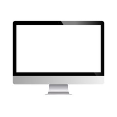 Vector illustration of popular screen monitor. Modern computer display. Isolated on white.