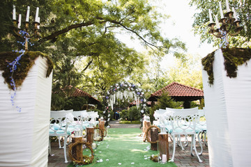 wedding ceremony outdoors in the garden