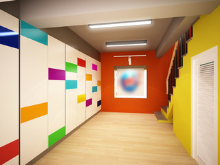 3d rendering of interior stair hall
