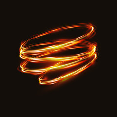 Fire blurry circles at motion . Vector swirl trail effect . Abstract luminous rings slow shutter speed  . Light painting . Bokeh glitter round shapes .  lights   exposure time