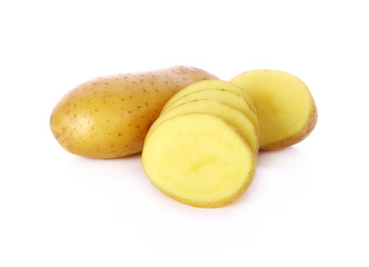 Sliced potatoes isolated on a white background.